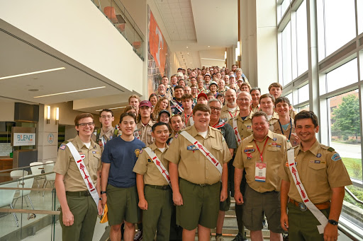 The NOAC 2022 Training Team, led by CVC Stephen Peterson (at right) and Assistant CVCs (from bottom left) Matthew T., Andrew L., Jone H., and Houston H.