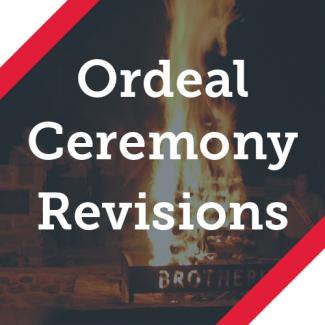 Ordeal Ceremony Revisions with a fire background