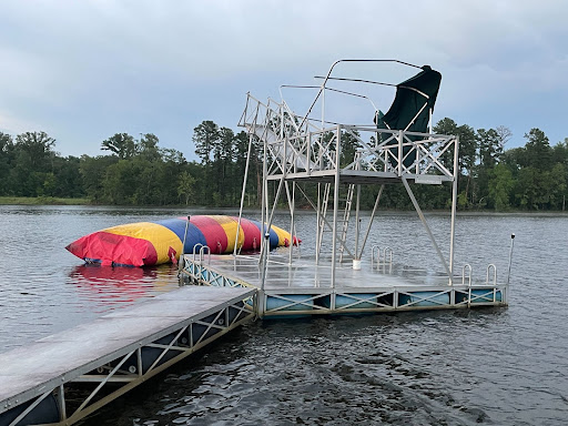 "The Blob and Dock System in the main lake, which was meant to withstand 65-80 mph winds, left destroyed after high winds passed through the area."