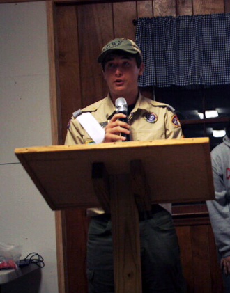 Nic, the then-lodge chief, speaking at the 2022 Fall Fellowship.