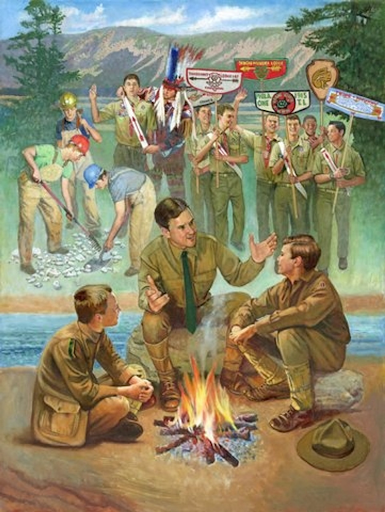 Visions of the Founder. A commemorative painting for the 100th anniversary of the Order of the Arrow created by Joseph Csatari.