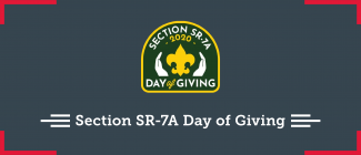 Day of giving logo which is the BSA fleur-de-lis being cupped by two hands. There is also text on the bottom that says  Section SR-7A’s Day of Giving