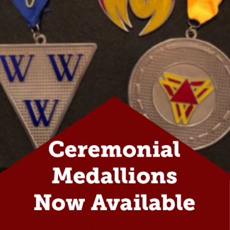 Two of the medallions that are available for Alternative Ceremonial Clothing