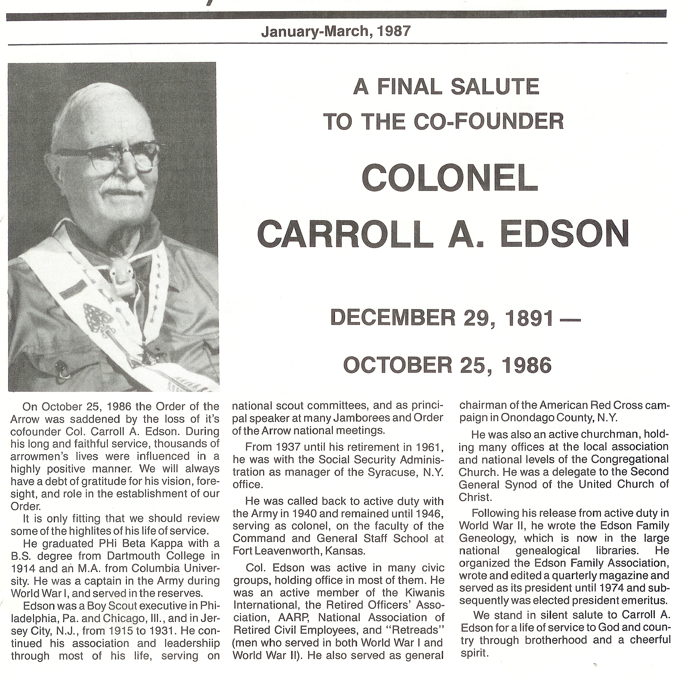 Article about Edson's death